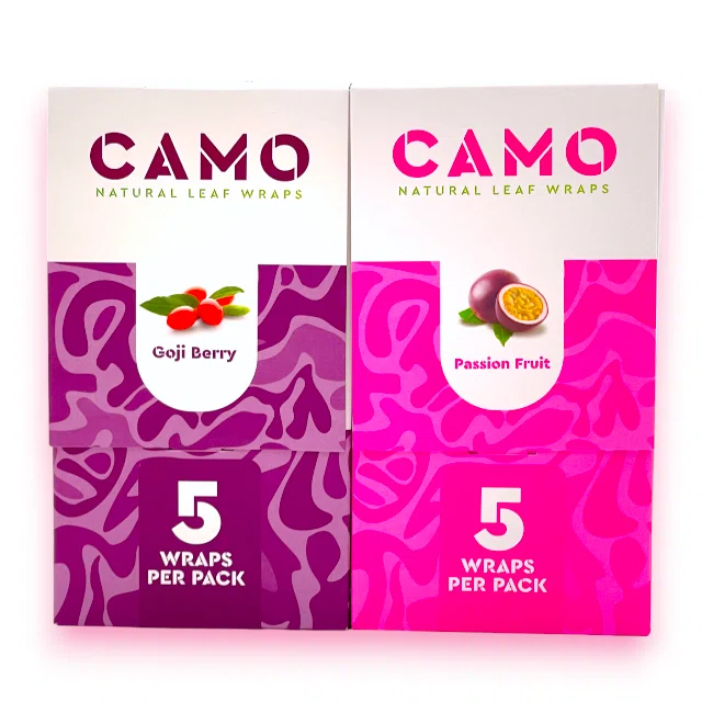 Camo Natural Leaf Herbal Wraps – Mixed Lot 8 Packs (5ct Each) Chamomile & Mate, 40 Total Wraps
