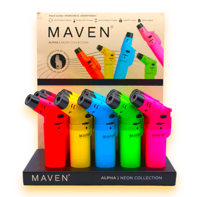 MAVEN | ACC | TORCH LIGHTER | 15 CT/BX | ALPHA | NEON product image