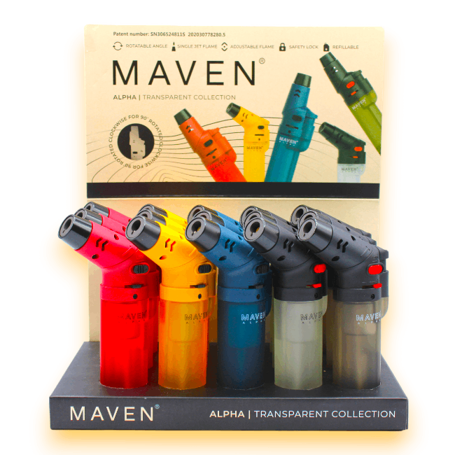 MAVEN | ACC | TORCH LIGHTER | 15 CT/BX | ALPHA | TRANSPARENT product image