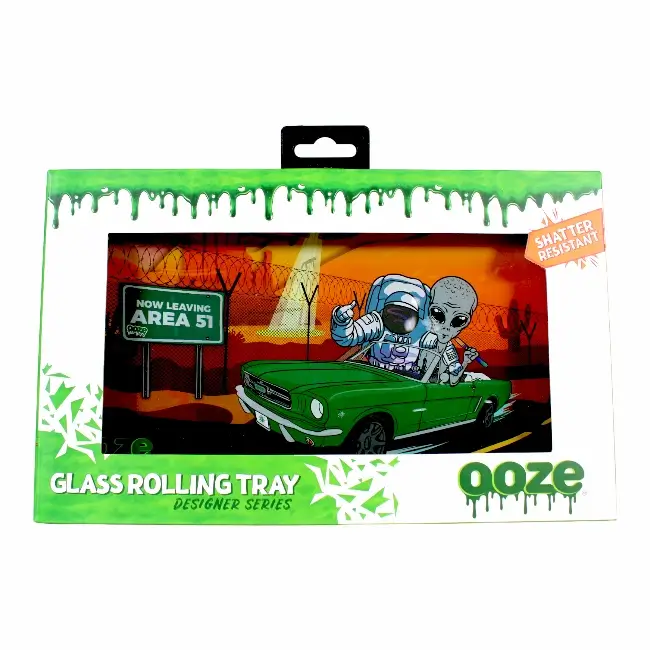 OOZE ROLLING TRAY | SHATTER RESISTANT GLASS - SPACE RACE - MEDIUM product image