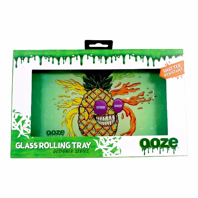 OOZE ROLLING TRAY | SHATTER RESISTANT GLASS - MR. PINEAPPLE - MEDIUM product image