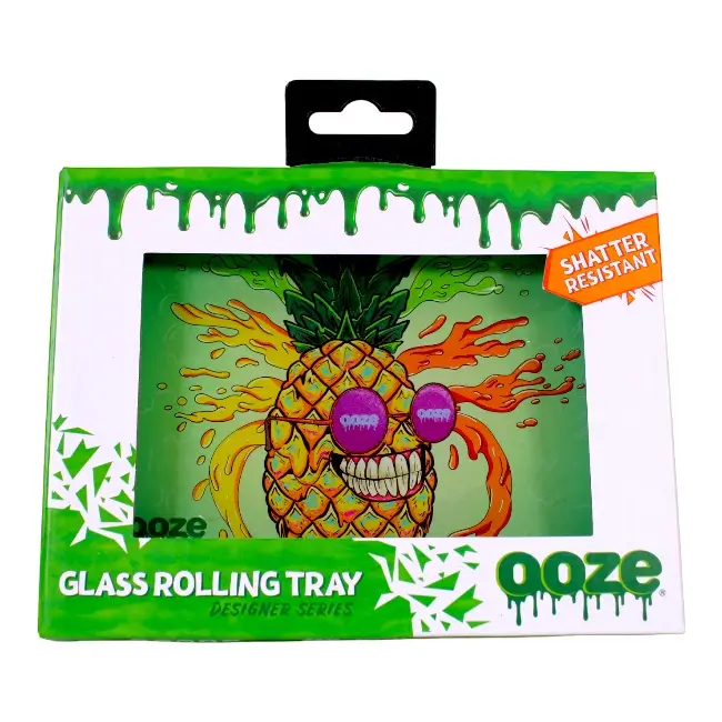 OOZE ROLLING TRAY | SHATTER RESISTANT GLASS - MR. PINEAPPLE - SMALL product image