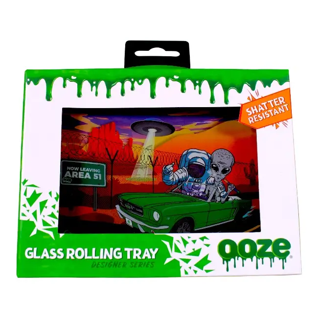 OOZE ROLLING TRAY | SHATTER RESISTANT GLASS - SPACE RACE - SMALL product image