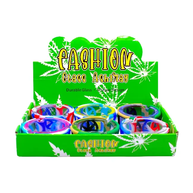 FASHION SMOKE SILICONE GLASS ASHTRAY ASSORTED product image