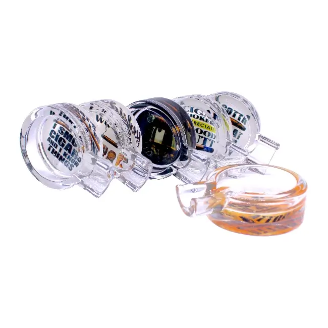 FUJIMA | GA48 3.5IN ROUND GLASS ASHTRAY - GIRL LEAF 6CT product image