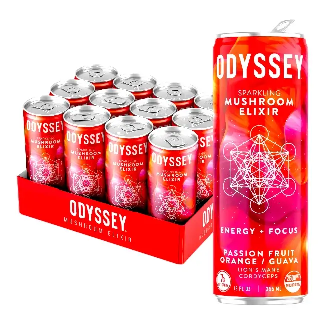 ODYSSEY | ENERGY DRINK - MUSHROOM ELIXIR - PASSIONFRUIT ORANGE GUAVA - 12OZ - 12PK/CS product image