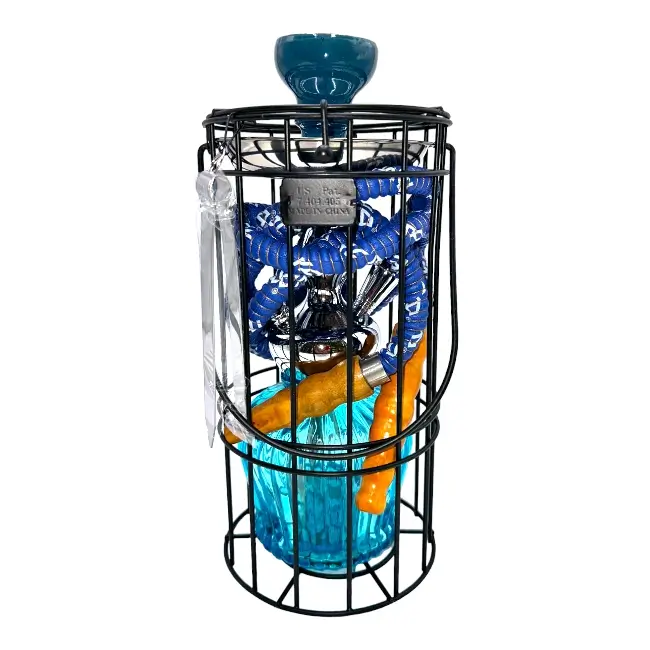 MYA | HOOKAH | ECONO QT232 - WIRE BASKET - 1 HOSE - SKY BLUE CHROME product image