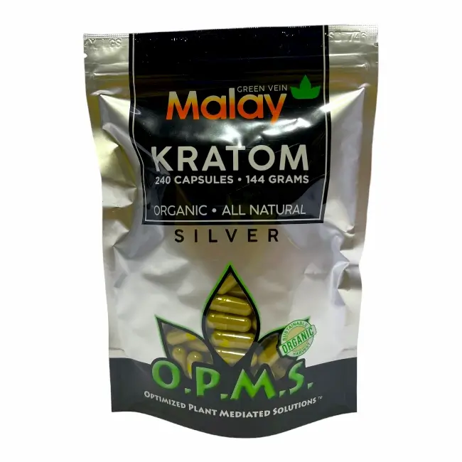 OPMS KRATOM | SILVER | MAENG DA | 144 GM | 240 CT | MALAY product image