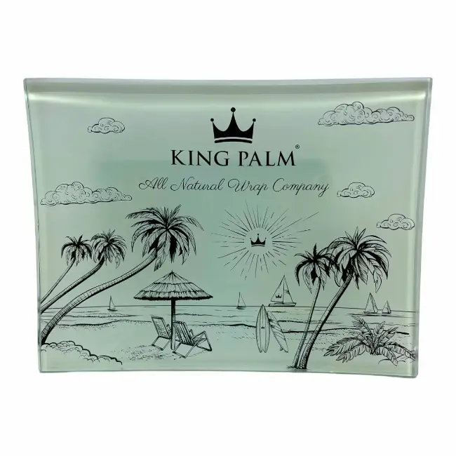 KING PALM ROLLING TRAY - GLASS - SMALL -BEACH product image