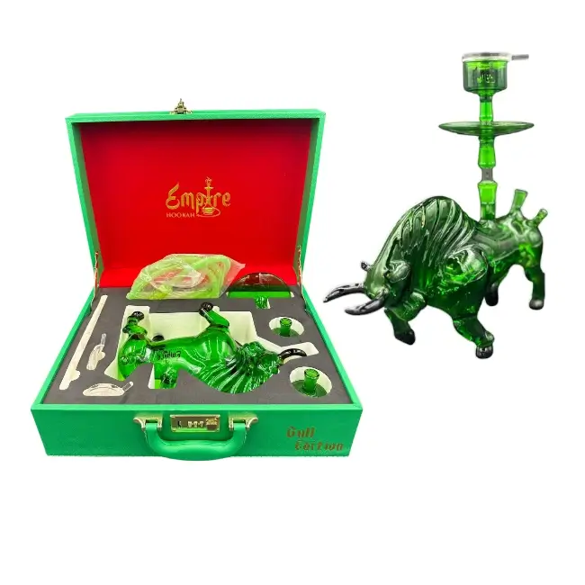 EMPIRE HOOKAH | KIT | 14" | VANITY CASE | 1 HOSE | BULL EDITION | GREEN product image