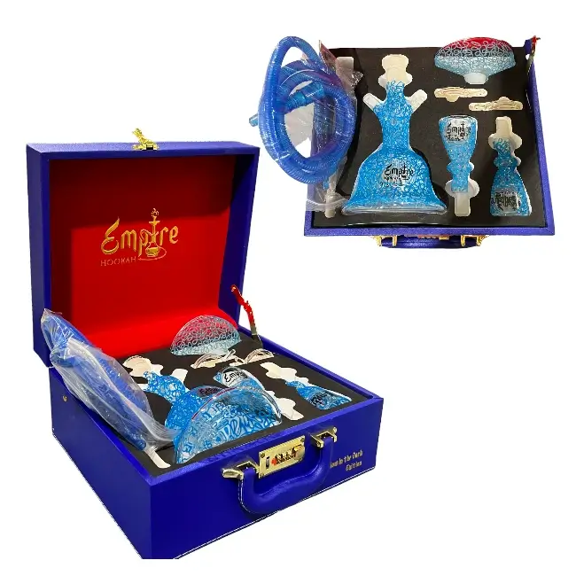 EMPIRE HOOKAH | KIT | 14" | VANITY CASE | 1 HOSE | GLOW IN THE DARK EDITION | BLUE product image