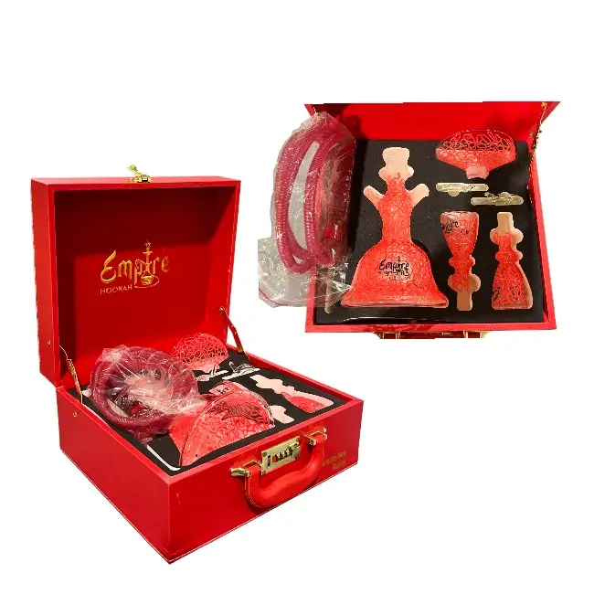 EMPIRE HOOKAH | KIT | 14" | VANITY CASE | 1 HOSE | GLOW IN THE DARK EDITION | RED product image
